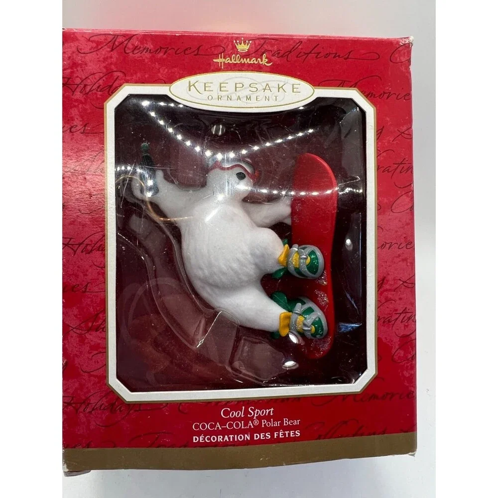 2001 HALLMARK KEEPSAKE CHRISTMAS ORNAMENT COOL SPORT COCA-COLA POLAR BEAR IN BOX
